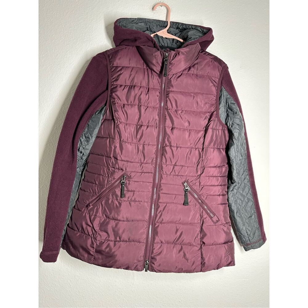 Bonita Women’s 2 in 1 Puffer Vest Fleece Full Zip Jacket Purple Size 38EU / M US